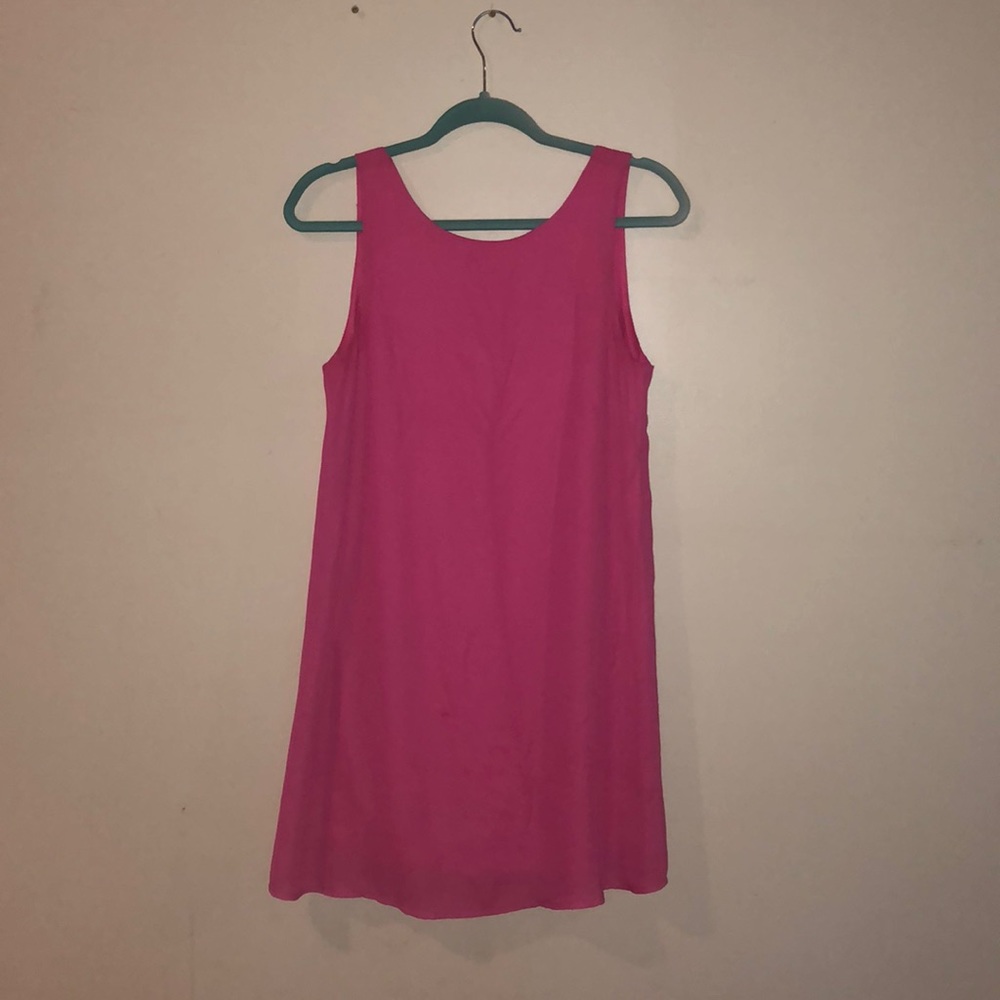 Berry shift dress with bow detailed back